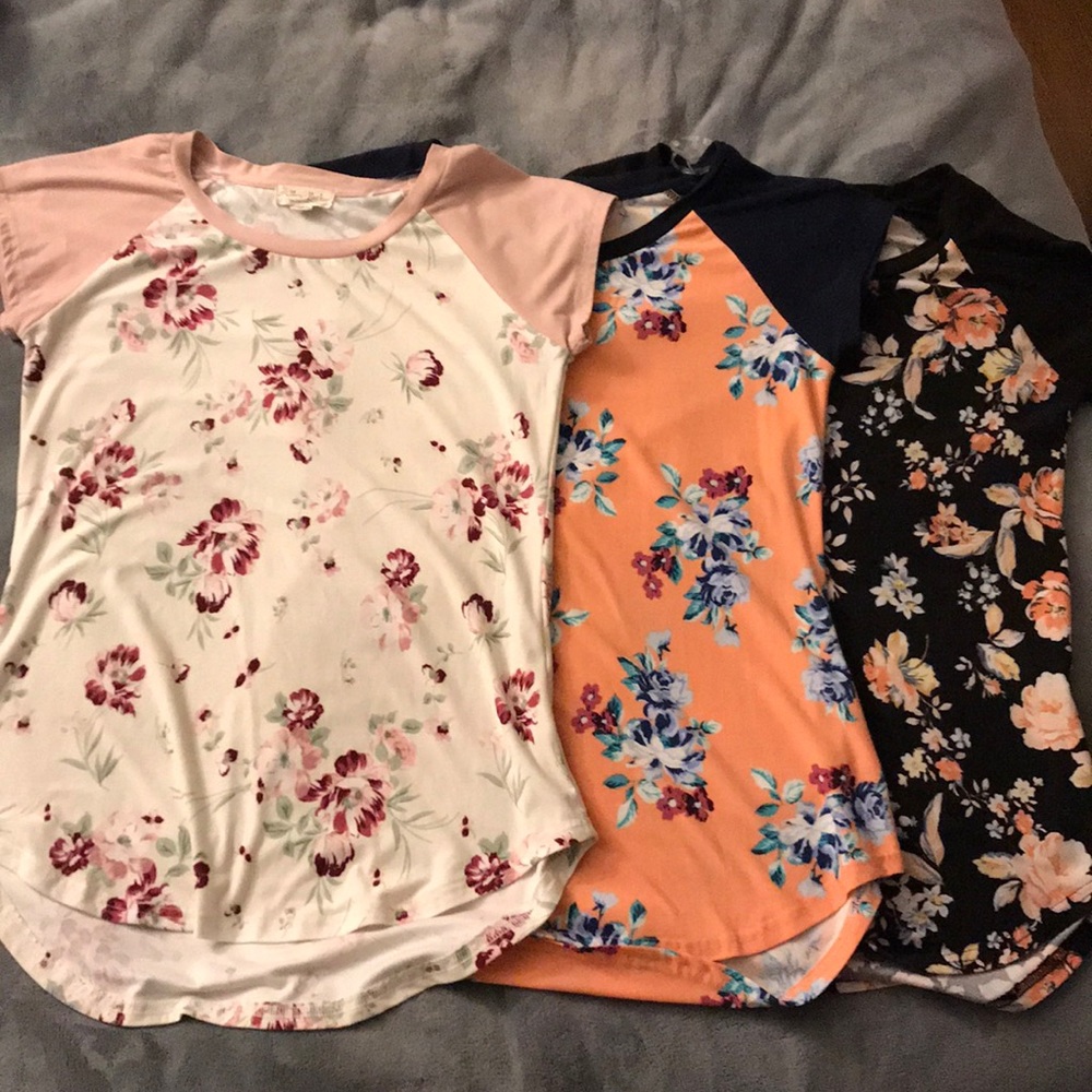 Floral printed baseball tee bundle